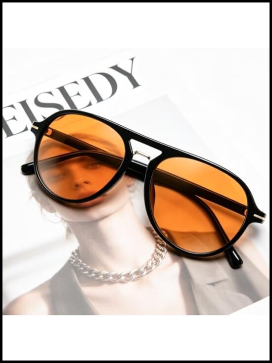 Classic Retro Double Bridge Aviator Sunglasses UV Protection Plastic Frame main image 6